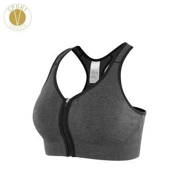 

Anti-Shock Zipper Front Sports Bra Women's Run Train Yoga Gym Zip Up Comfort Wireless Sleep High Impact Support Top Underwear