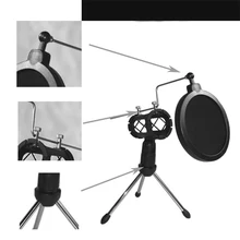 Apleok 2 в 1 регулируемый Студийный конденсаторный микрофон Настольный Стенд штатив с микрофон, поп-фильтр ветрового стекла крыш
