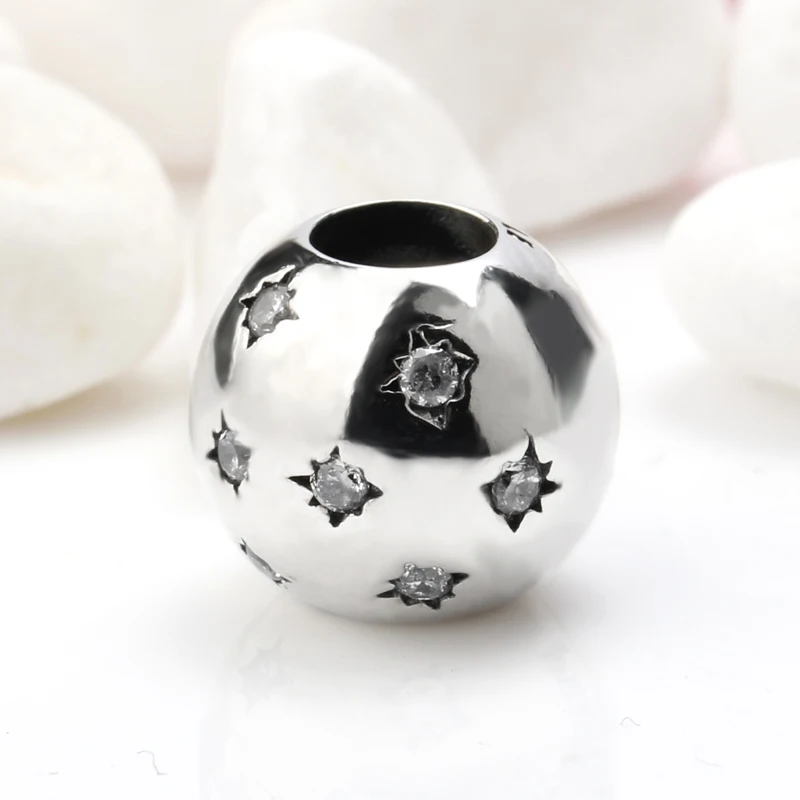 925 Sterling Silver Stopper Charm Clip Lock Beads Radiant Shimmering Clear CZ fit Original Pandora Charms Bracelet DIY Jewelry | Украшения