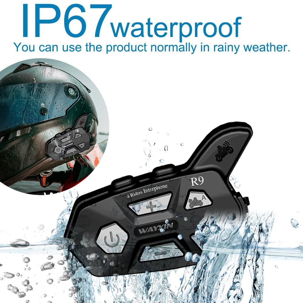 Гарнитура для шлема WAYXIN 1500 м 4 водителя одновременный разговор Bluetooth Интерком