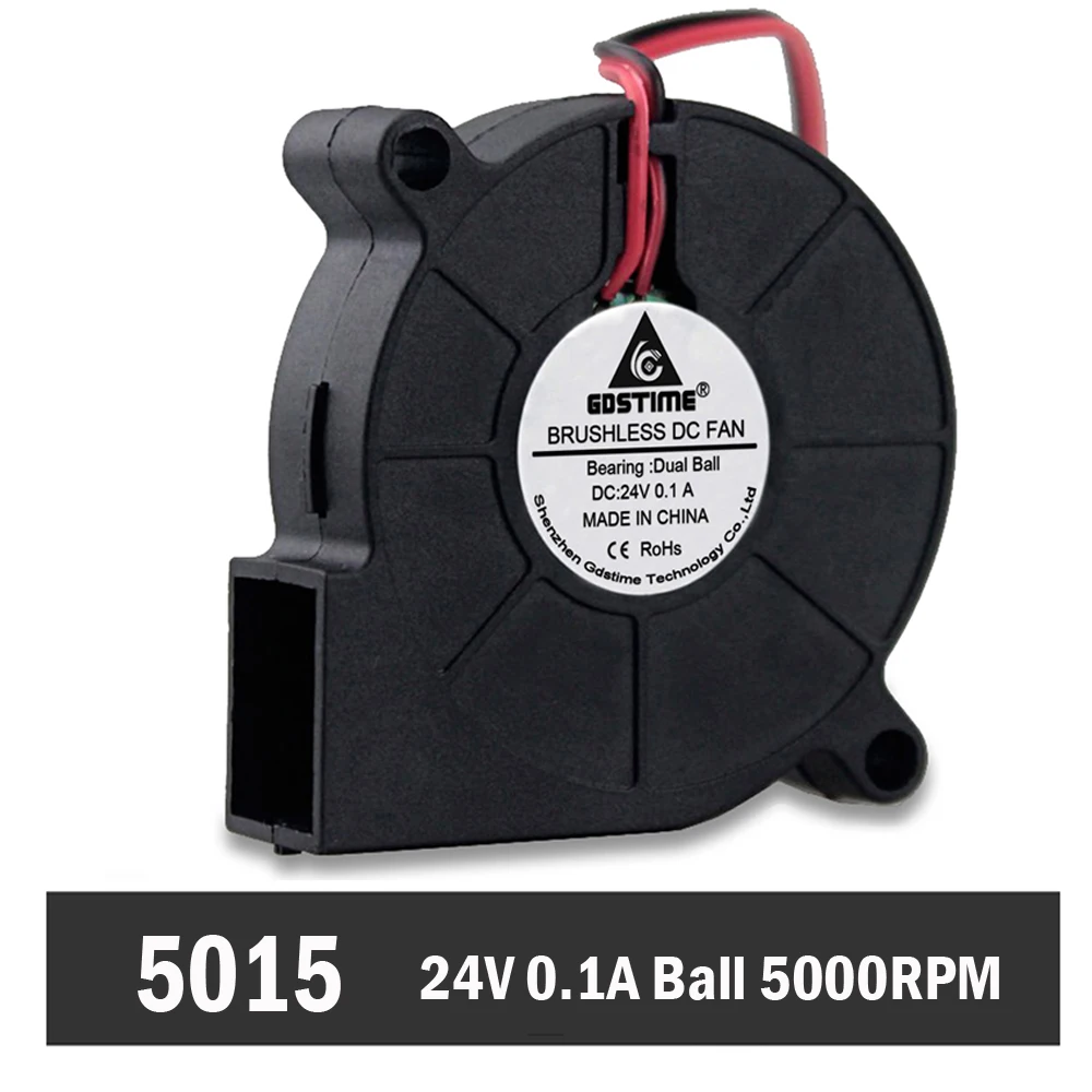5Pcs Gdstime Brushless DC 24V 2Pin Turbo Blower 5015 50mmx15mm Ball