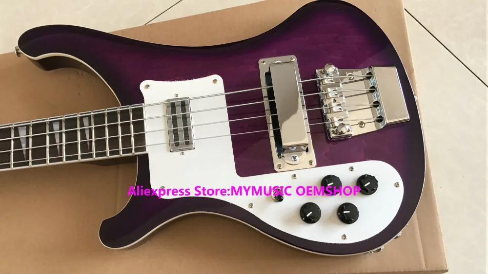 

Purple 4003 4 Strings Electric Bass Two Input Jack Left Handed Bass Guitars Free Shipping