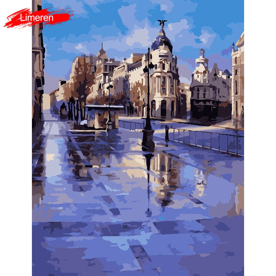 

Street Landscape DIY Painting By Numbers Handpainted Oil Paint By Numbers Kits Home Wall Art Picture For Decor Unique Gift