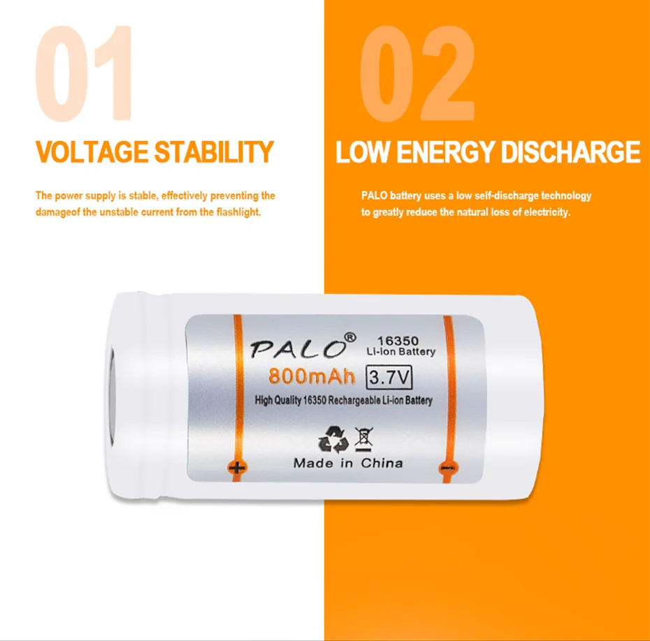 PALO 16340/16350 литий-ионная батарея 3,7 v литий-ионная аккумуляторная батарея перезаряжаемая 16340 литий-ионная батарея
