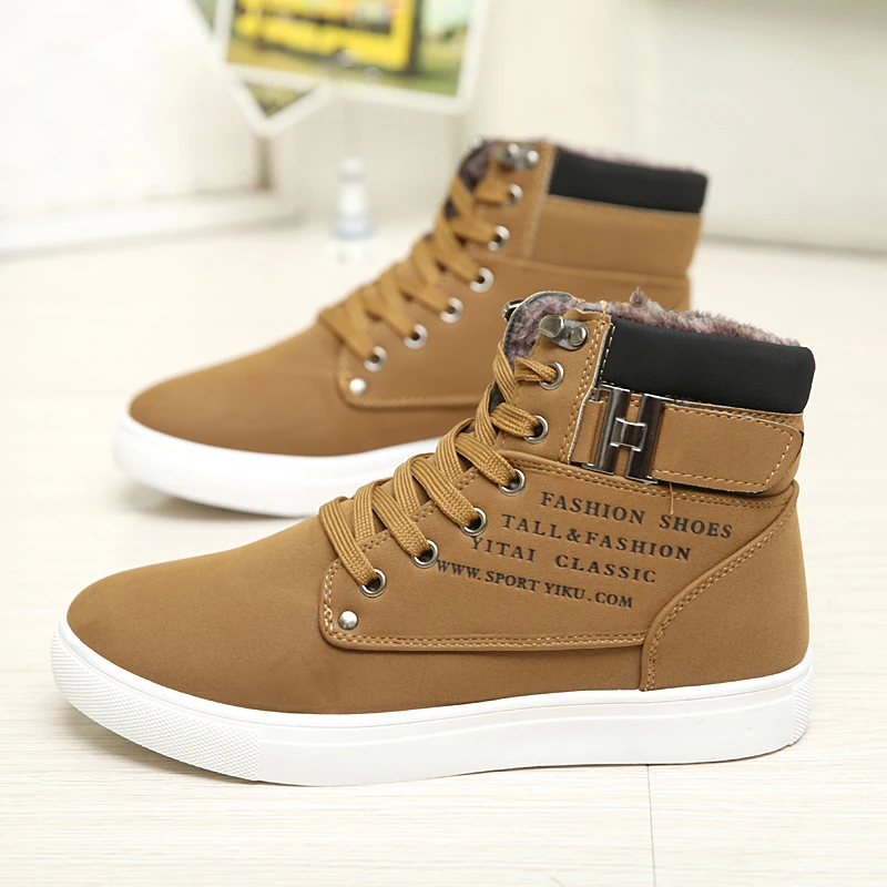 Hot Men Boots Fashion Warm Winter Men shoes Autumn Leather Footwear For Man New High Top Canvas Casual Shoes Men