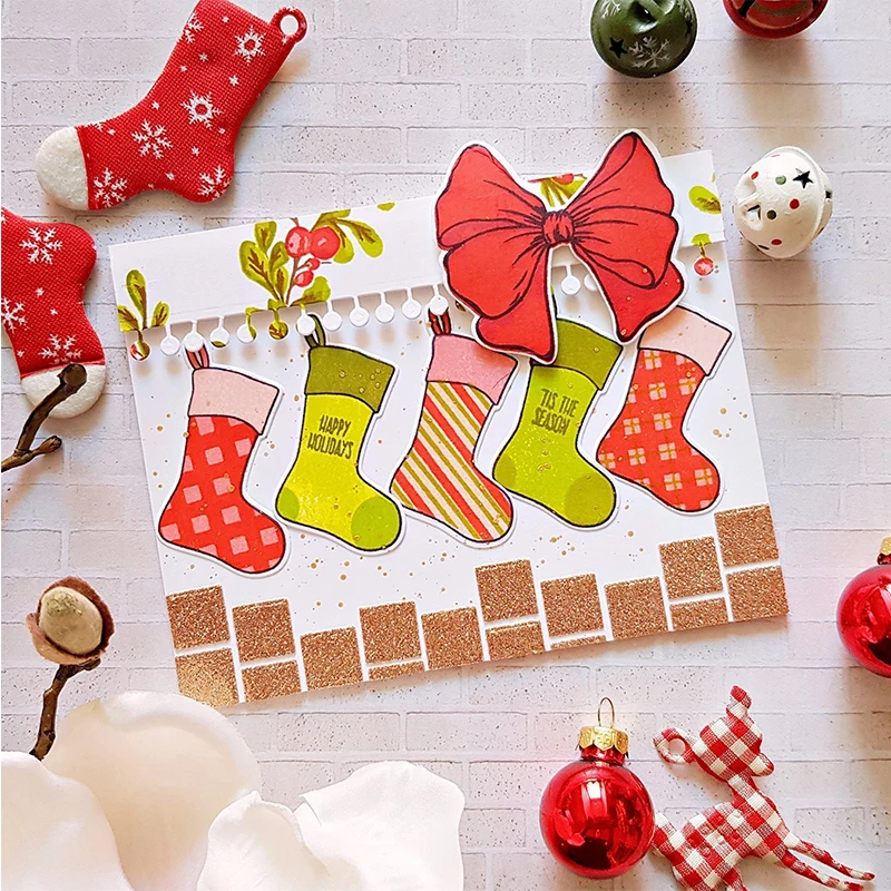 

Christmas Stocking Sock Transparent Clear Silicone Stamp Set for DIY Scrapbooking/Photo Album Craft Decorative Clear Stamp 4X6IN