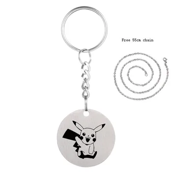 

Fashion Pokemon 316L Stainless Steel Keyring Key Holder Purse Bag Charm For Car Keychain 2018 Amimal Key Chain Wholesale