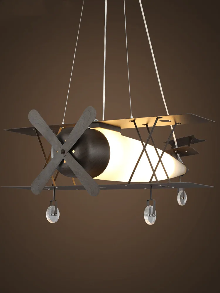 

Retro Industrial Wind Aircraft Chandelier Boys Bedroom Children's Room Lantern Shop Creative Individual Fighter Chandelier