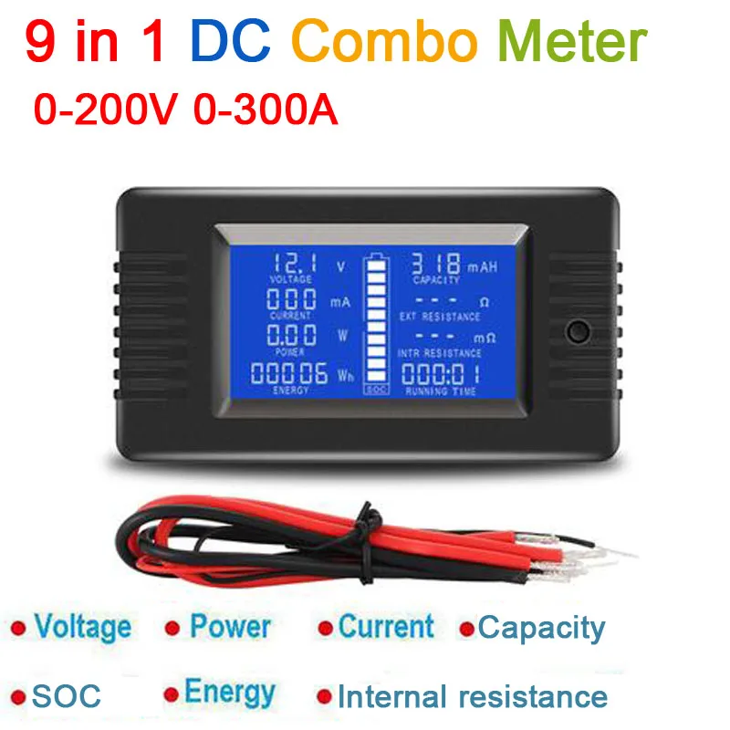 LCD DC Digital Monitor Volt Amperemeter Watt Meter Batterie Anzeige Tester Shunt 