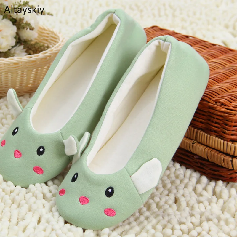 

Winter Slippers Women Simple Cartoon Animal Pattern Soft Bottom Non-slip Home Shoes Cute Womens Warm Floor Slipper Walking Chic