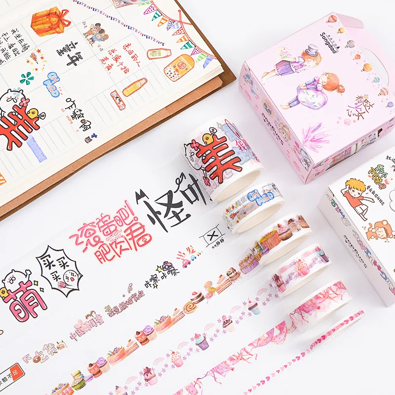 1 коробка мультяшная клейкая лента Washi красивое украшение сделай сам наклейка для