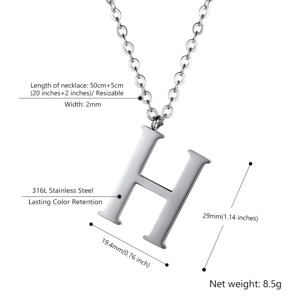 U7 именной, буква Шарм Для женщин/мужской кулон ожерелье подарок из нержавеющей стали золотые Цвет пользовательское имя чокер ожерелье с цепочкой P1215