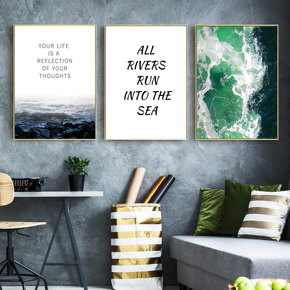 

Sea Motivational Life Quote Nordic Poster Minimalist Canvas Art Prints Wall Art Painting Wall Picture for Living Room Home Decor