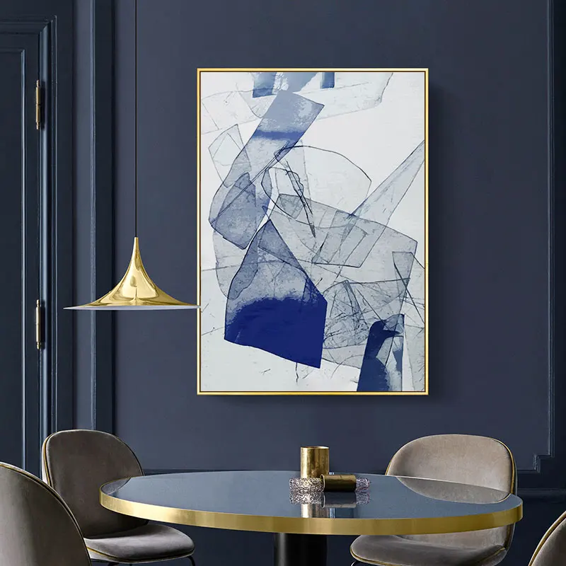 

Abstract Watercolor Blue Poster and Print Nordic Canvas Paintings Wall Art Pictures Living Room Office Home Decor