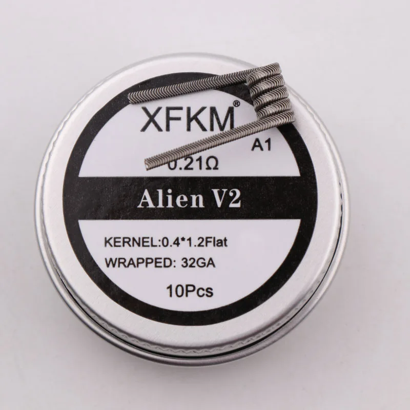 XFKM NI80 A1 SS316L 10 шт./лот готовая катушка ALIEN V2 провода катушки нагревательного сопротивления провода подходят RDA RDTA DIY распылитель - Цвет: 0.4-1.2-32-v2-a1-10