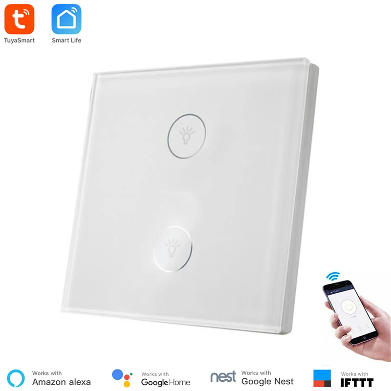 Tuya Smart Domotica WiFi переключатель 1-3 банды ЕС стандартный тип 86 умный настенный сенсорный светильник, роскошная стеклянная Сенсорная панель Alexa Google