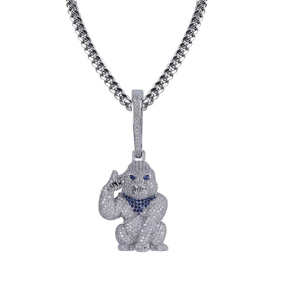 Jinao для хип-хопа орангутан Тарзан кулон ожерелье кубическое ожерелье с фианитами со льдом теннисная цепочка подарок для мужчин