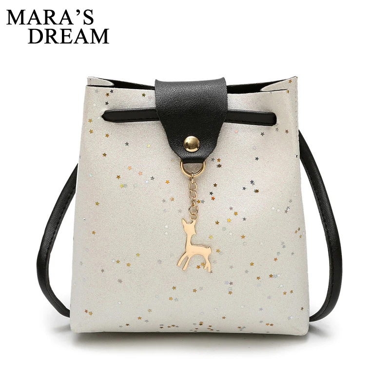 مارا حلم 2019 جديد النساء Crossbody أكياس صغيرة الغزلان بو الجلود رسول حقيبة كتف الصلبة الإناث الأزياء مأدبة حقائب