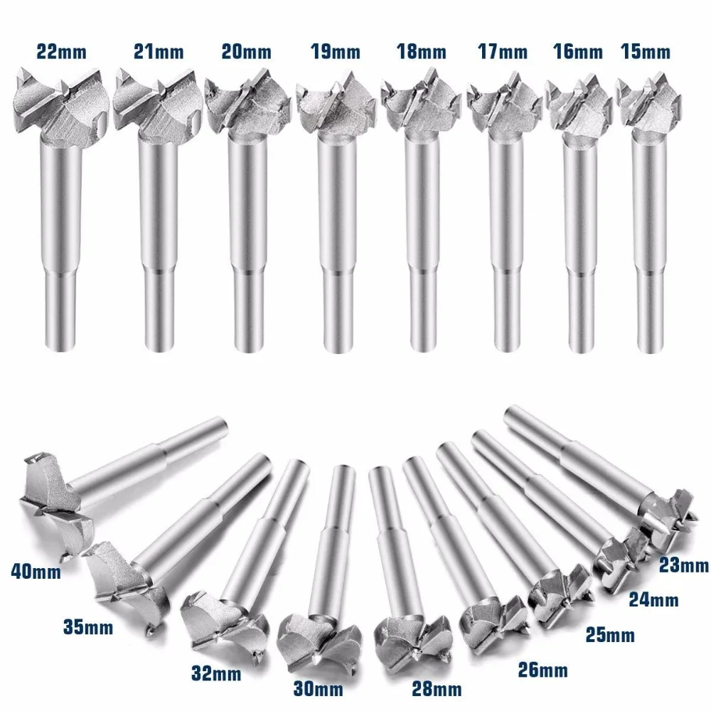 17Pcs Forstner Bit Set Drill Bits Tungsten High Speed Steel Woodworking Hole Saw Set Wood Drill Bits Auger Opener for Woodworkin