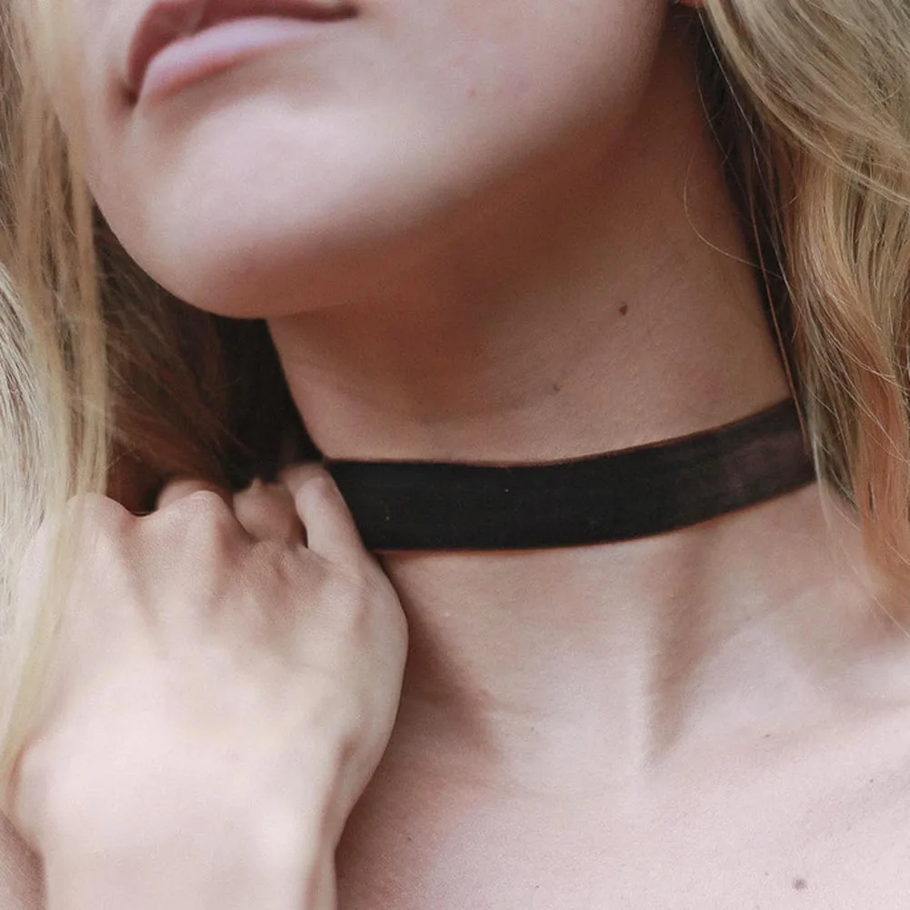 Wide Ribbon Choker Gothic Punk Women Vintage Necklace Tie Up Neck Jewelry 