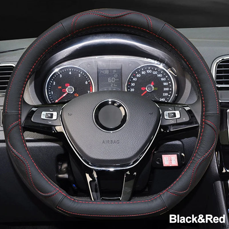 04 Car Steering Wheel Cover D Shape PU Leather For Volkswagen VW Golf R Alltrack Passat jetta Audi TT Renault Citroen Peugeot