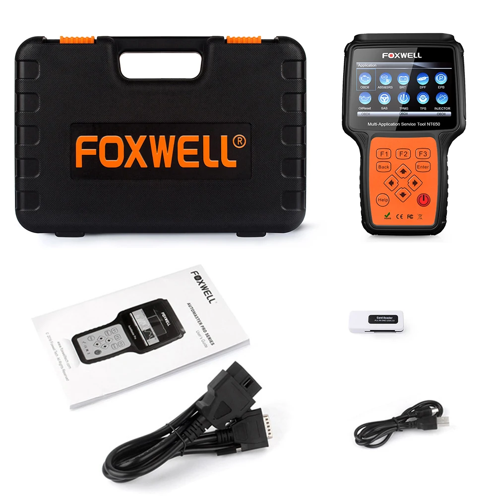 FOXWELL NT650 OBD2 автомобильный диагностический инструмент Автомобильный сканер двигателя ABS SRS EPB масляный Сервис Сброс Инжектор Кодирование OBD2 сканер