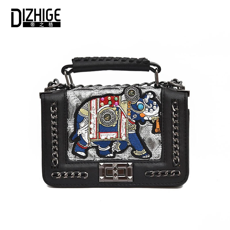 

DIZHIGE Brand PU Leathe Bags For Women Fashion Crossbody Bags For Teenage Girl Cartoon Chain Ladies Appliques Tote Bags 2018 New