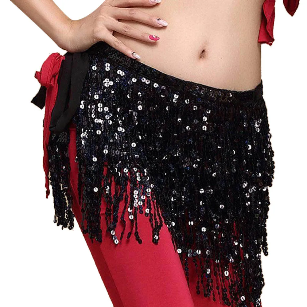 

women Dance skirt Women Sequin Belly Dancer Costume Tassel Wrap Skirt harajuku Tutu Gauze Club Mini Skirts faldas mujer moda 9L3