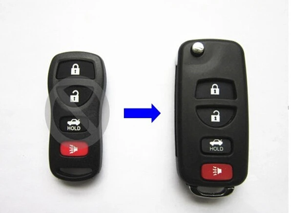 

New ! 4 Buttons Modified Flip Remote Key Shell For Nissan Tiida Sylphy Key Case 3+1 Buttons Blanks