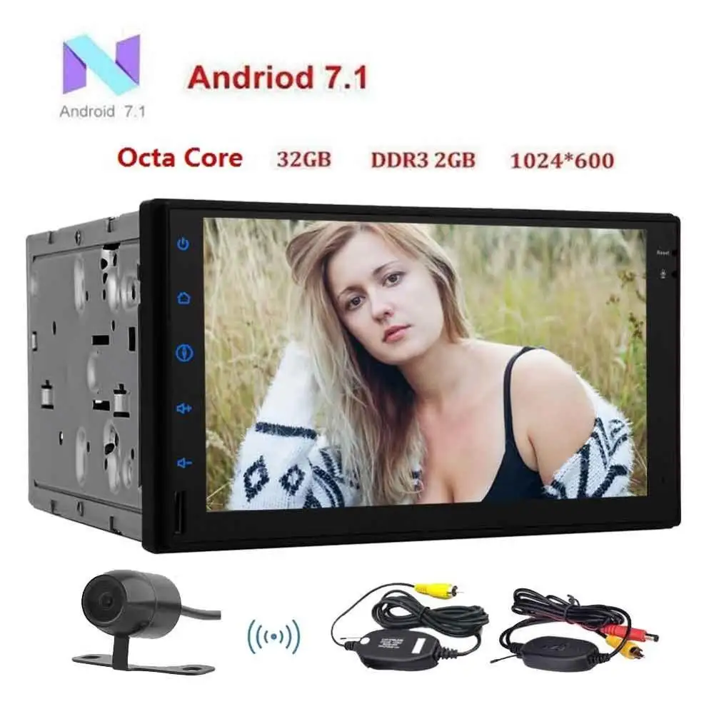 Cheap Capacitive 7 inch Android 7.1 car audio 8-core touch screen no DVD player, support GPS navigation USB SD WiFi wireless Bluetooth 0