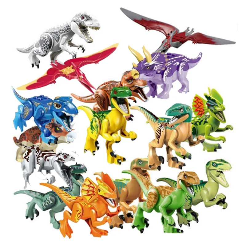 

16 Pcs Dinosaur Building Blocks Action Figures Toy Set - - Dino Stackable Figures Lot, for Boys and Girls, Perfect as Par