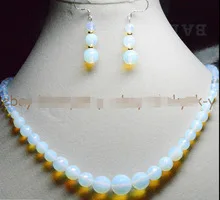 

fine Lovely Wonderful fine 6-14mm White Faceted Sri Lanka Moonstone Round Necklaces Earrings gem women's jewelry silver