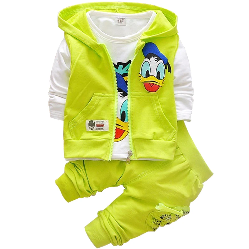 Комплекты одежды для малышей с рисунком Дональда Дака; Верхняя одежда для маленьких девочек; толстовка с капюшоном; куртка; брюки; одежда для малышей; спортивные комплекты одежды для мальчиков; костюм
