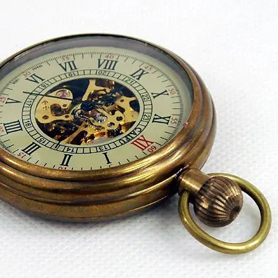 1856's Archaize Бронзовый Полые Механические карманные часы Прохладный