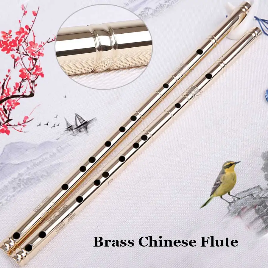 Chinese Brass Flute Dizi Traditional Metal Flauta Transverse Wind