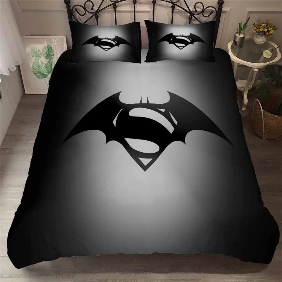 Helengili 3d Bedding Set Superman Batman Flash Super Hero Print