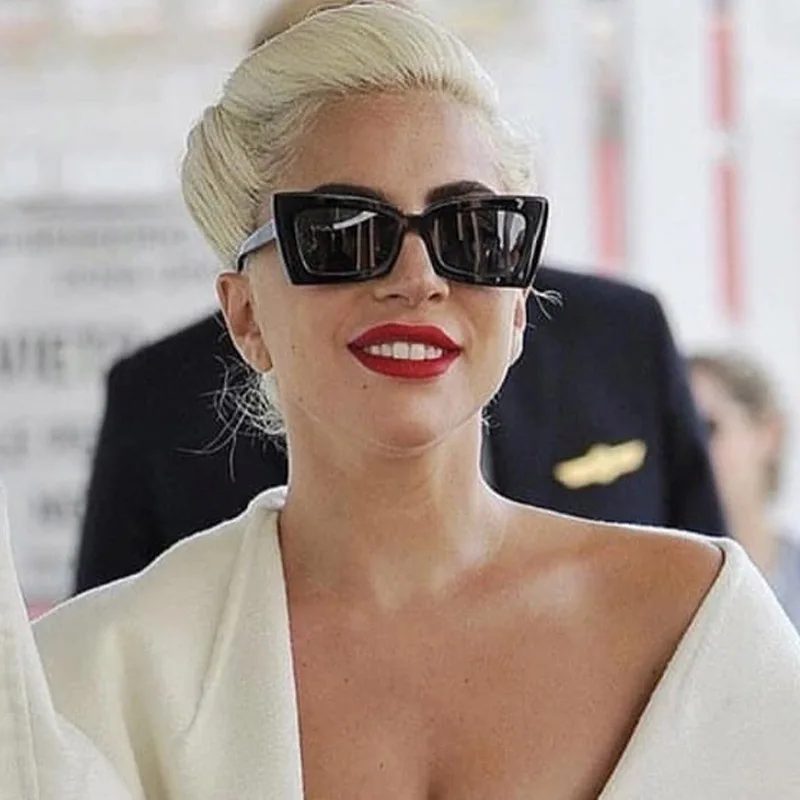 

Женские и мужские солнцезащитные очки Gaga, солнцезащитные очки кошачий глаз с суперзвездами, квадратные затемненные очки, модель 5351, 2018