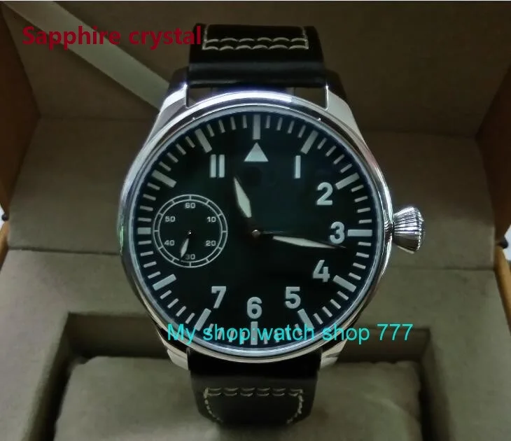 

Sapphire crystal 44mm PARNIS 17 jewels 6497 Mechanical Hand Wind movement men's watch blue luminous Mechanical watches D290a