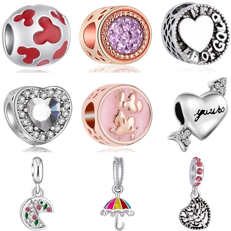 

Fresh Style Silver Color Dolphin Crown Wings Umbrella Mickey Pendants Beads Fit Pandora Charms Bracelets DIY Trinket for Women