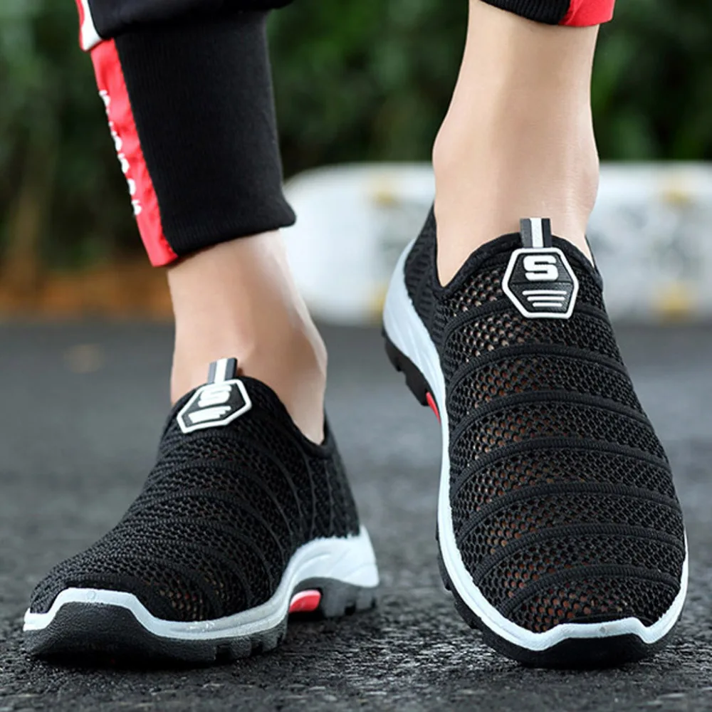 2019 Men's hollow flying woven mesh breathable sneakers lightweight soft bottom non-slip running shoes sneakers platform 40J14 (19)