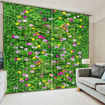 

The New Curtains Customize Green grass Photo 3D Curtains Living Beddroom Window Curtains Kitchen Decoration