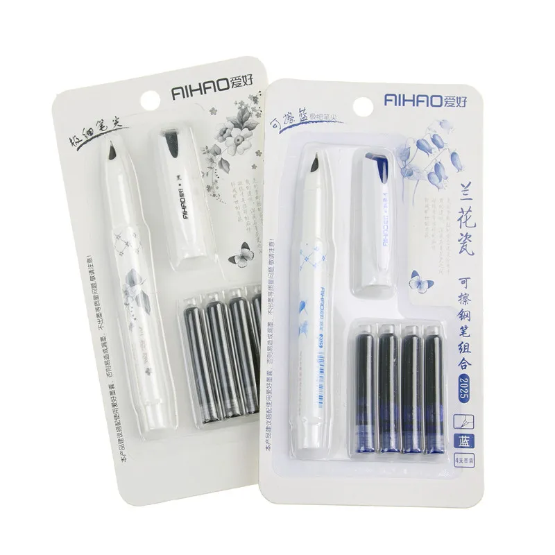

Cute Kawaii Orchid Porcelain Plastic Erasable Fountain Pen With Ink Sac For Writing Korean Stationery