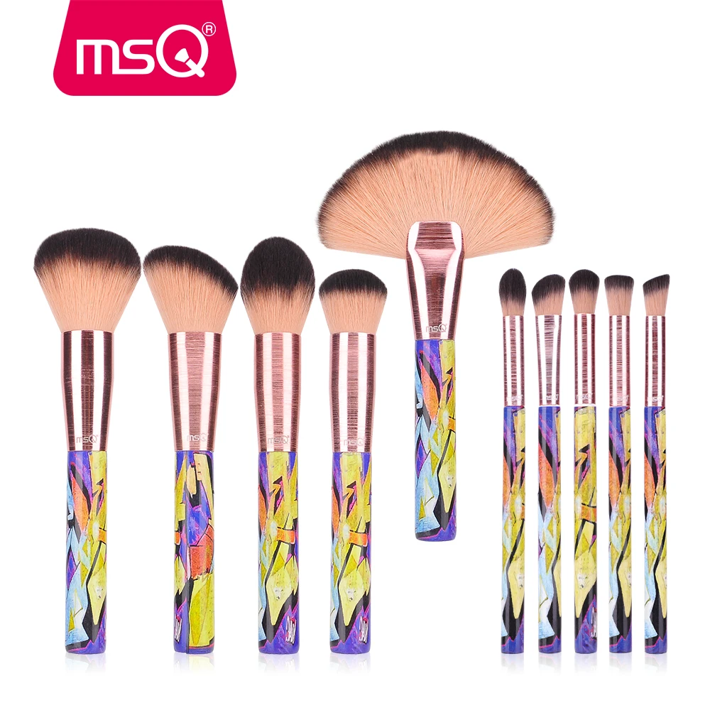 Prezzo MSQ Spazzole di Trucco Set Trafilatura Ghiera Con La Pittura Maniglia di Legno In Polvere Contour Highlighter Del Viso Make Up Pennelli Set