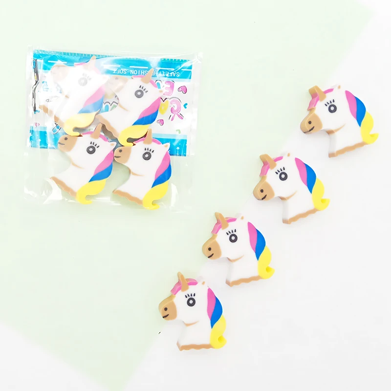 8 Pcs Eraser Cute Cartoon Unicorn Pencil Eraser Rubber Kawaii Stationery Student School Office Supplies Kids Prize Toys