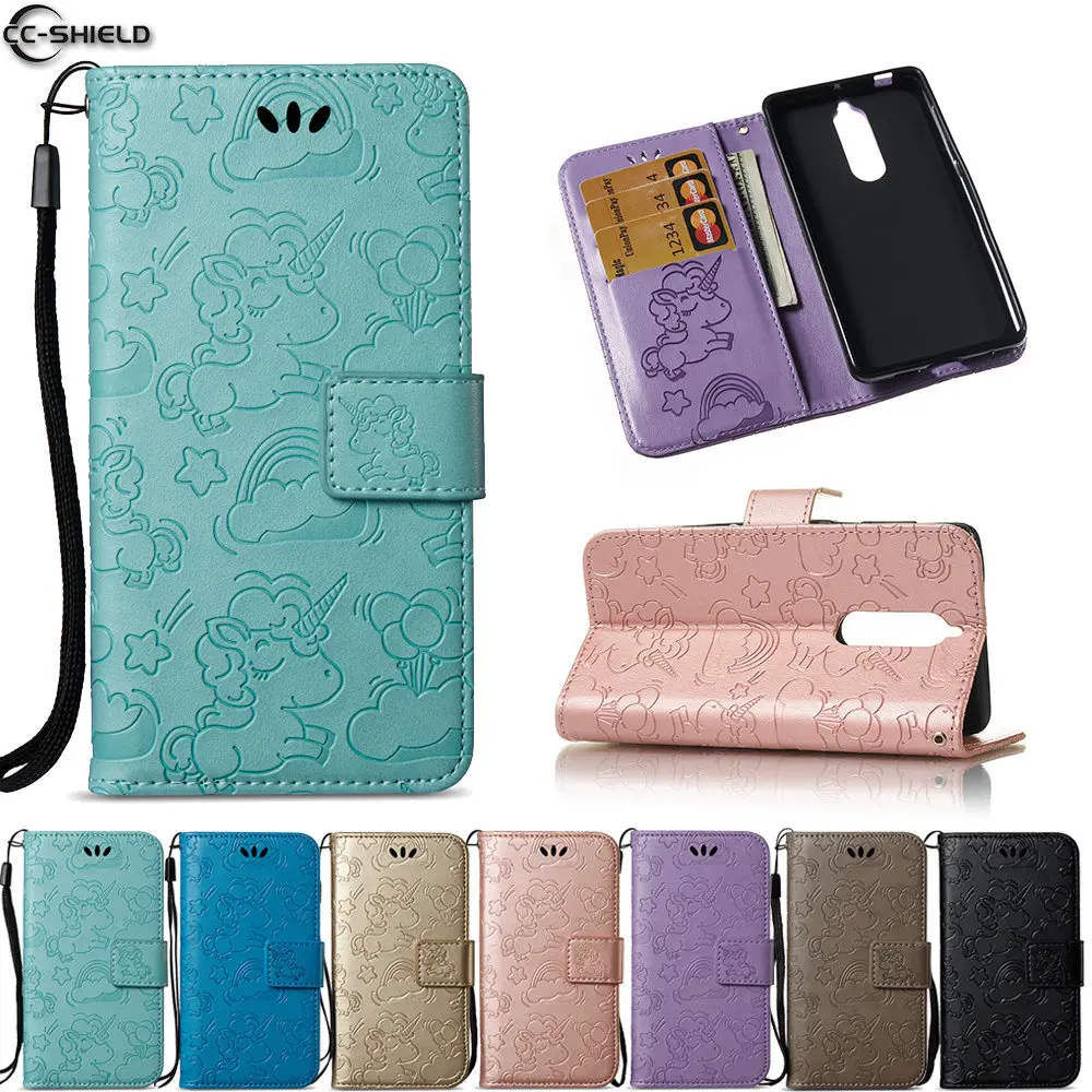

Case for Nokia 7 Dual TA-1041 Solid Color Cute Unicorn Patterned Flip PU Leather Wallet Cover Case for Nokia7 TA 1041 Cases Bag