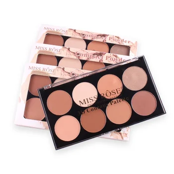

MISS ROSE 8 Colors Moisturizing Highlighters Powder Cake 3D Repair Concealer Powder Face illuminator Makeup Set for Female