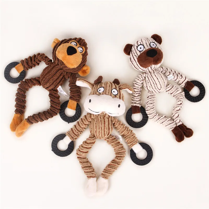 Домашние животные Собаки Кошки флис долговечность плюшевые игрушки скот обезьяна медведь домашнее животное интерактивный писк звук игрушки жевательные молярные игрушки для чистки зубов