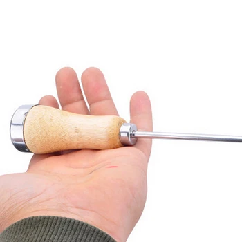 

Vintage Stainless Steel Ice Pick Punch Kitchen Tool Wooden Handle Metal Cover