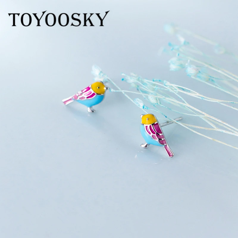 Женские серьги гвоздики TOYOOSKY из серебра 100% пробы с матовой маленькой