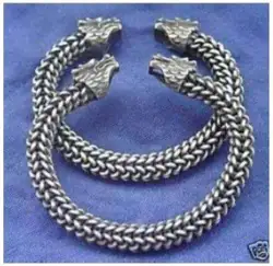 Этнические украшения Пара Тибет серебряные голова дракона браслет Бесплатная доставка A13
